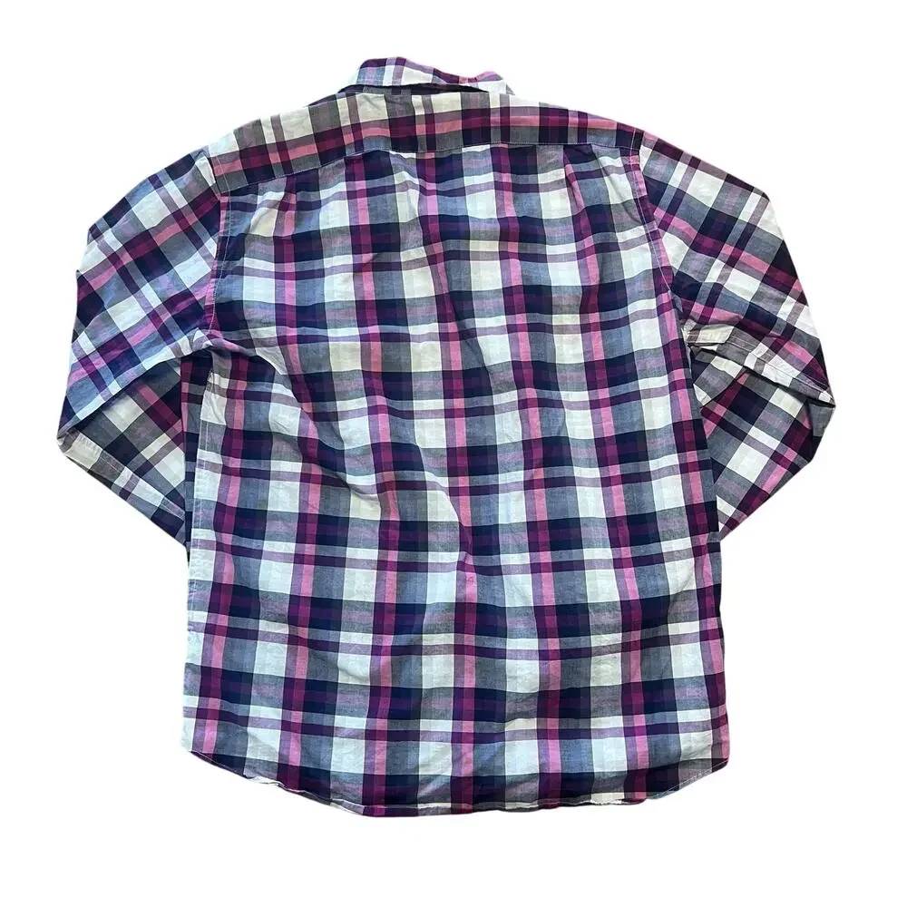 J.CREW Slim Fit Plaid Button Down Shirt Purple Pink | Men's Medium